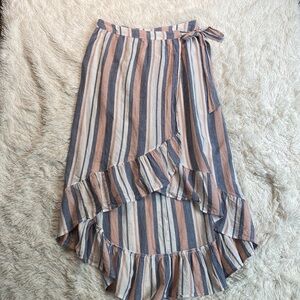 ASOS DESIGN woven stripe frill beach sarong skirt